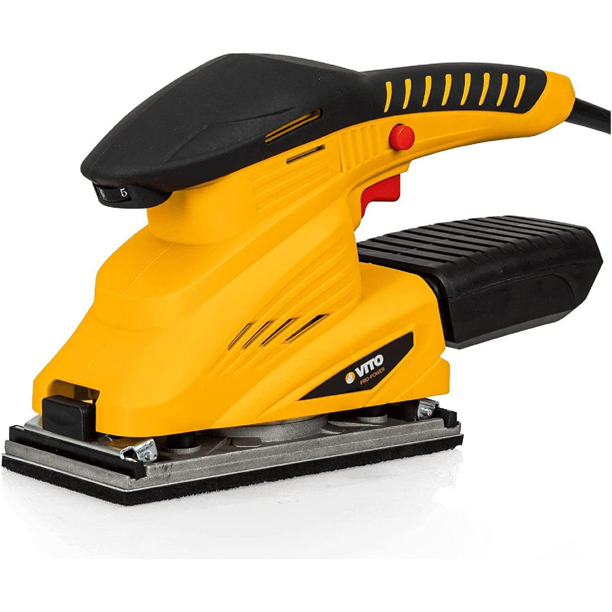 VITO Schwingschleifer, Orbitalschleifer, 250 W, Staubbehälter + 2 Schleifmittel, 6 Geschwindigkeiten, Schleifmaschine, Schleifer, Schleiffläche 90 x 187 mm - Tools.de TP Profishop GmbH