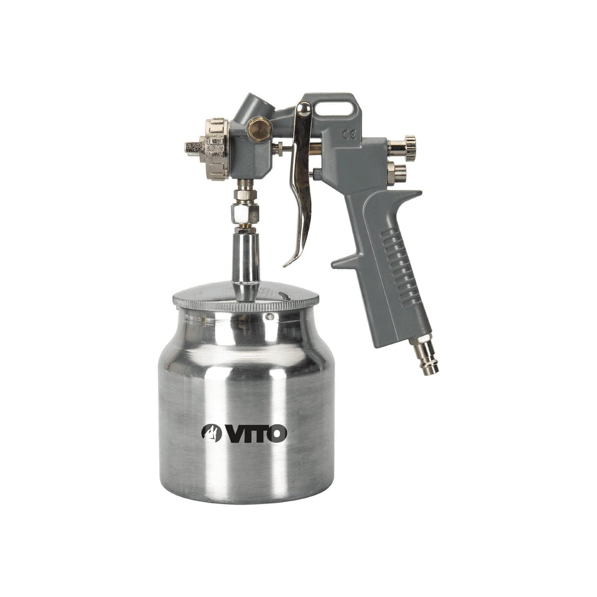VITO Sprühpistole mit Saugvorschub, Farbspritzpistole, Lackierpistole mit Saugbecher (VIPPT), Tankkapazität 1L, Maximaler Druck 3-5 bar, Anschluss 1/4-6 mm und mit Schneller Klingenwechsel-Funktion - Tools.de TP Profishop GmbH