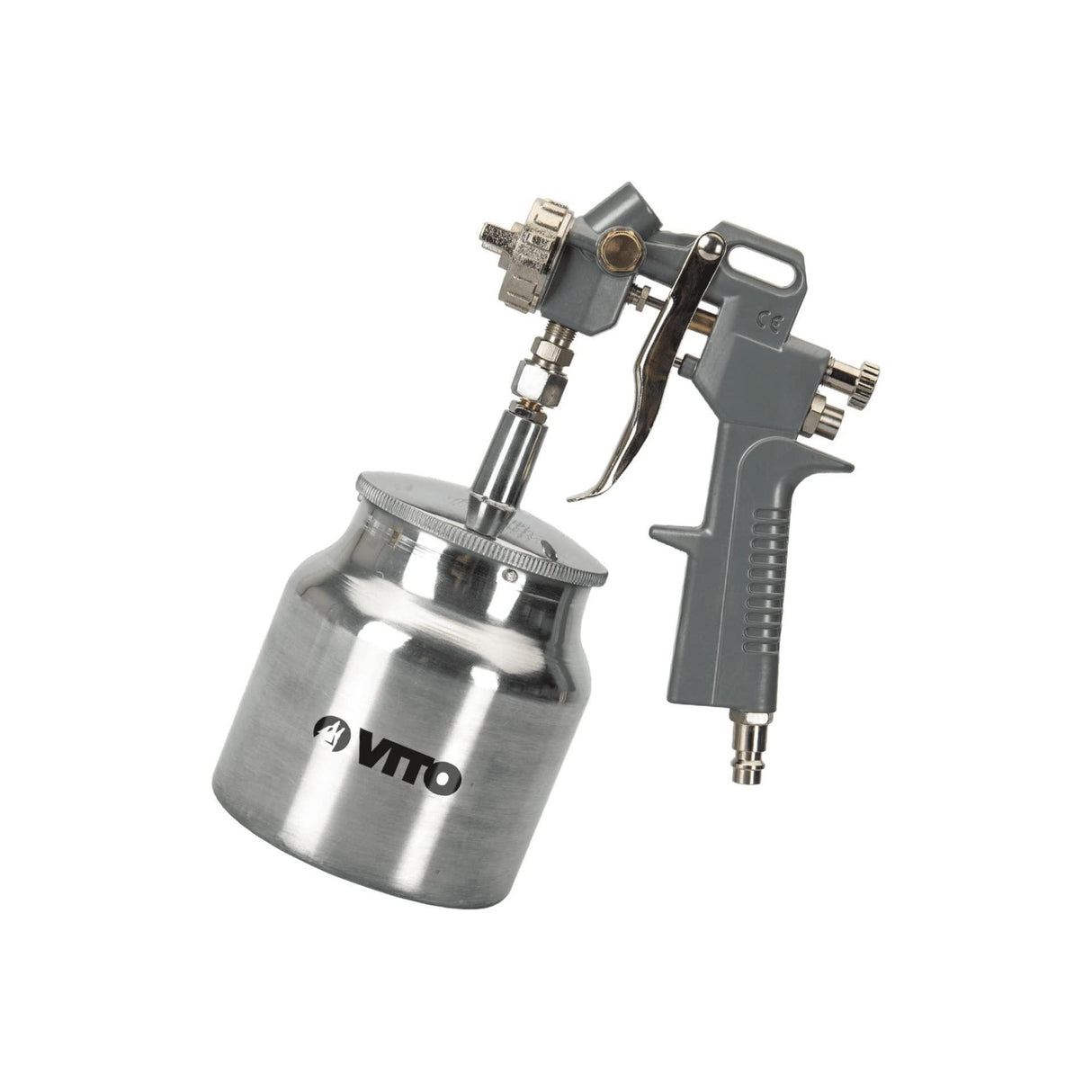 VITO Sprühpistole mit Saugvorschub, Farbspritzpistole, Lackierpistole mit Saugbecher (VIPPT), Tankkapazität 1L, Maximaler Druck 3-5 bar, Anschluss 1/4-6 mm und mit Schneller Klingenwechsel-Funktion - Tools.de TP Profishop GmbH