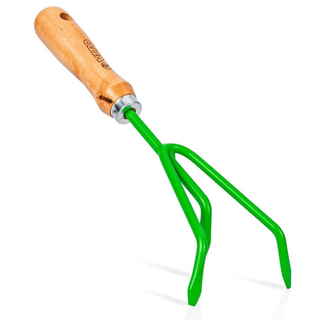 VITO Vintage 3 Zinken-Kralle – Garten Handkralle aus hochwertigem Stahlblech, zum Aufbrechen verhärteter Böden, Gartenkralle mit Stiel aus Buchenholz, Länge: 30cm VIC3DMS Handmade in Portugal - Tools.de TP Profishop GmbH