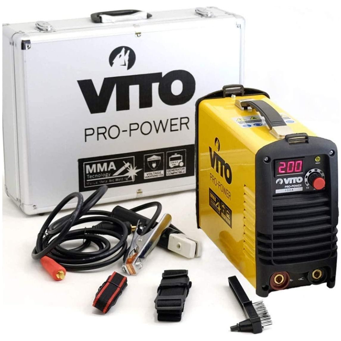 VITOn Schweißgerät Elektroden Inverter MMA 200 A Schweissgerät VITO Pro Power SET + Helm + Koffer - LED Anzeige - Tools.de TP Profishop GmbH