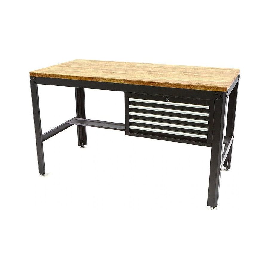 Werkbank mit Schubladen schwarz - 156 x 76 cm - Höhe einstellbar von ca. 88 bis 92 cm - Tools.de TP Profishop GmbH