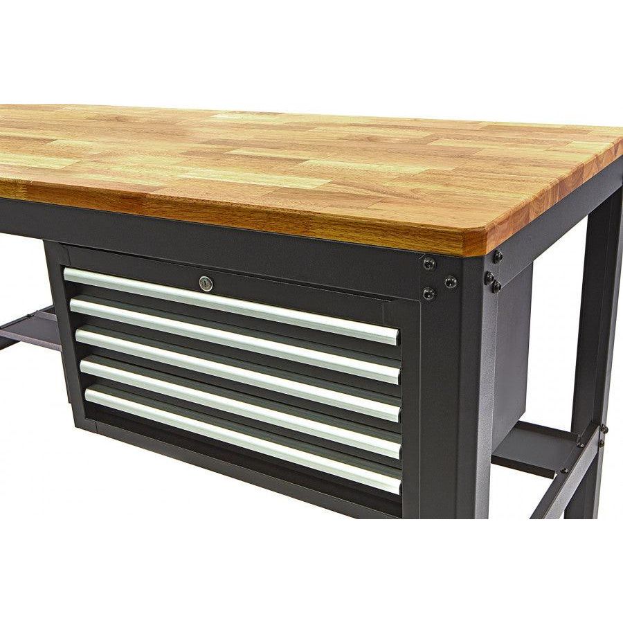Werkbank mit Schubladen schwarz - 156 x 76 cm - Höhe einstellbar von ca. 88 bis 92 cm - Tools.de TP Profishop GmbH