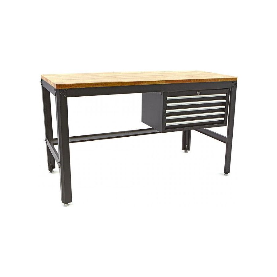 Werkbank mit Schubladen schwarz - 156 x 76 cm - Höhe einstellbar von ca. 88 bis 92 cm - Tools.de TP Profishop GmbH