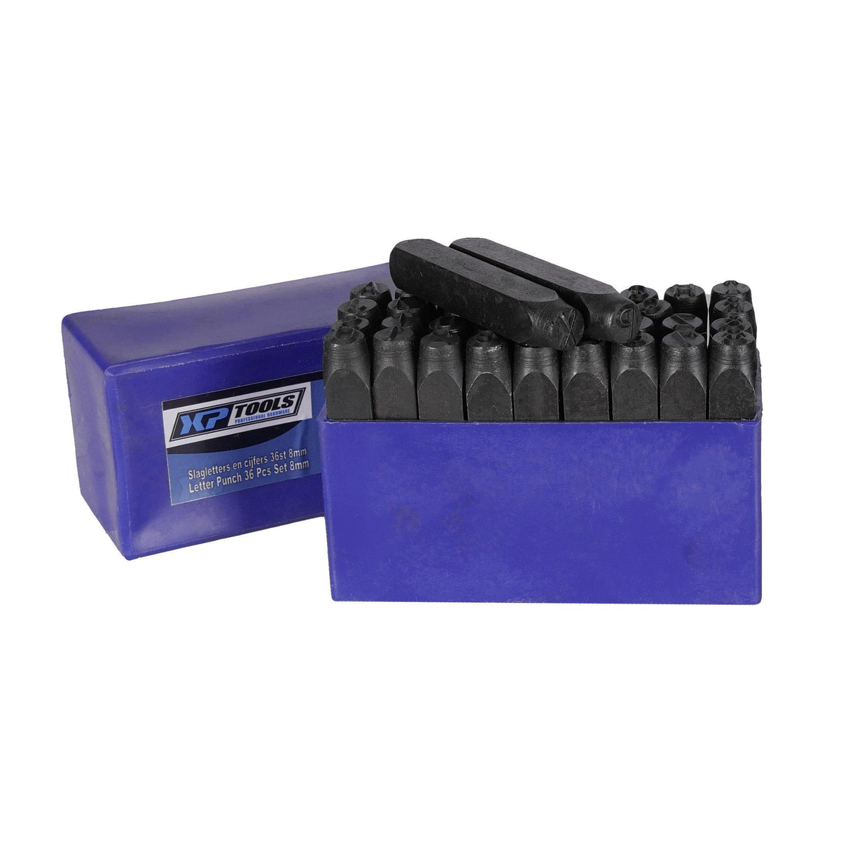 XPTools Schlagbuchstaben und Zahlen 36 Teile 8mm Stahl / Stanzstempel / Schlagstempel SLL8 - Tools.de TP Profishop GmbH