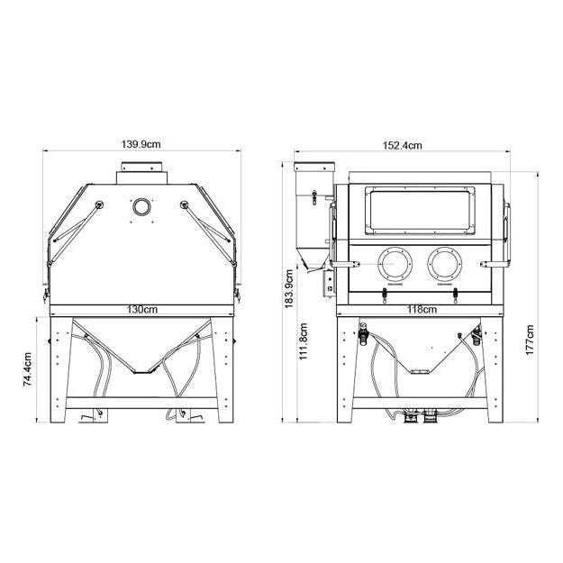 ZionAir Profi Sandstrahlkabine mit Absaugung 1200 Liter / Sandstrahlgerät / Sandstrahler Strahlkabine SB120A - Tools.de TP Profishop GmbH