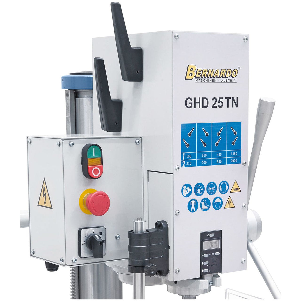 BERNARDO Getriebe-Tisch- und Säulenbohrmaschine – Modell GHD 25 TN mit digitaler Tiefenanzeige