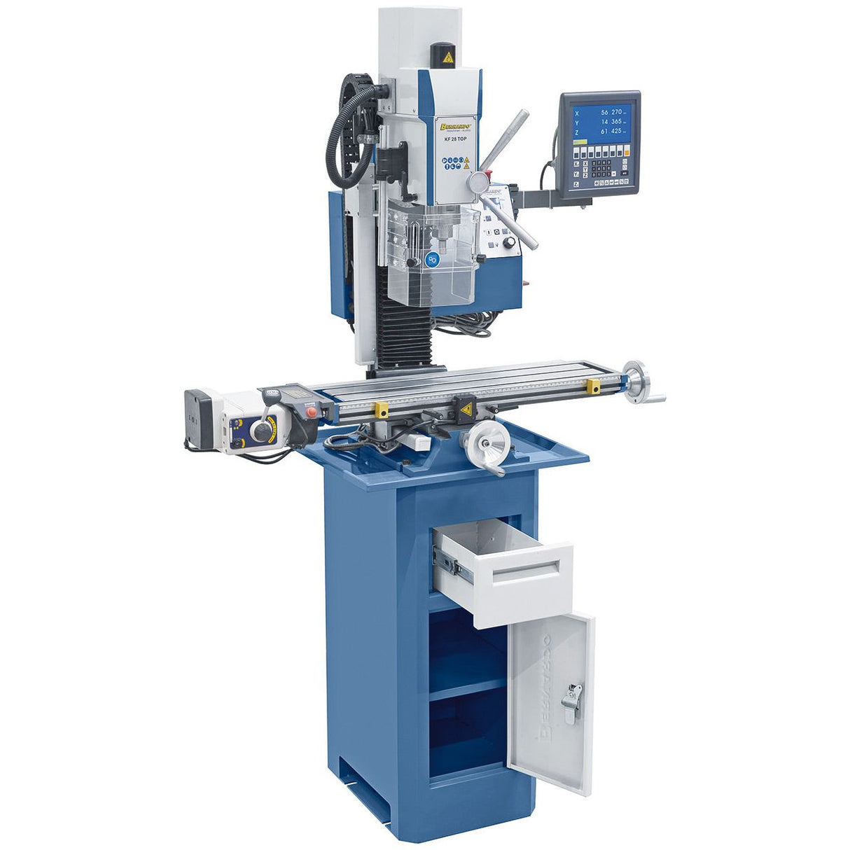 BERNARDO Bohr- und Fräsmaschine – Modell KF 28 Top mit Vorschub inkl. 3-Achs Digitalanzeige