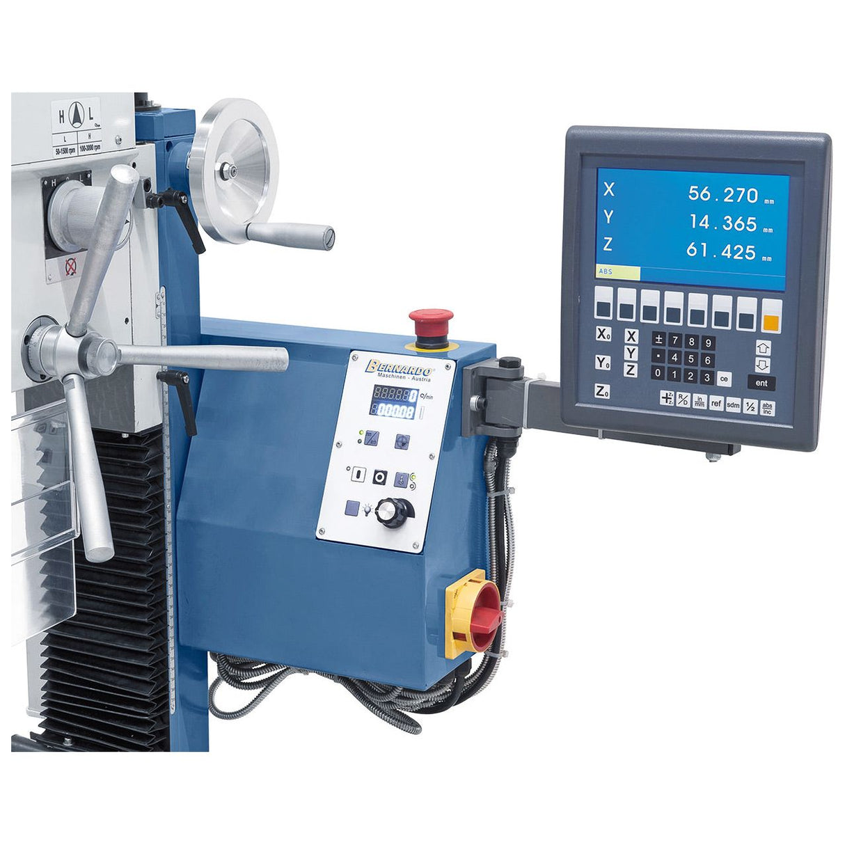 BERNARDO Bohr- und Fräsmaschine – Modell KF 28 Top mit Vorschub inkl. 3-Achs Digitalanzeige