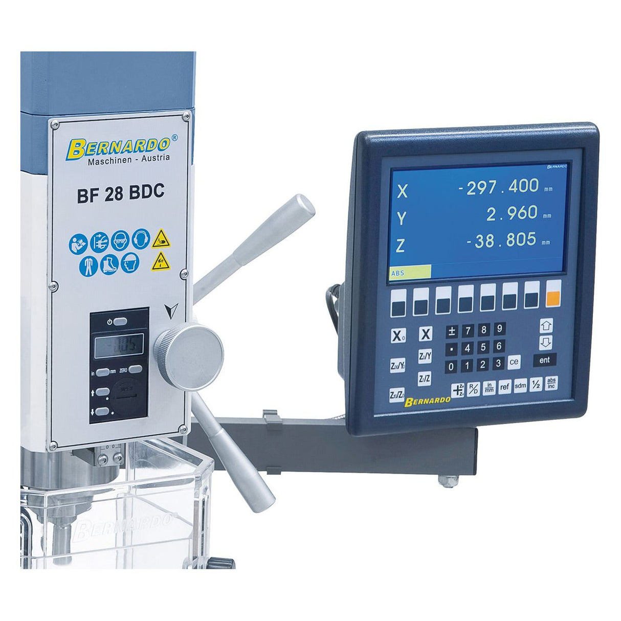 BERNARDO Bohr- und Fräsmaschine – Modell BF 28 BDC mit Vorschub inkl. 3-Achs-Digitalanzeige ES-12 V