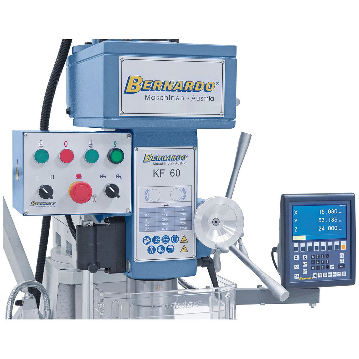 BERNARDO Bohr- und Fräsmaschine – Modell KF 60 - 1000 inkl. 3-Achs-Digitalanzeige ES-12 V und Vorschub f. y-Achse