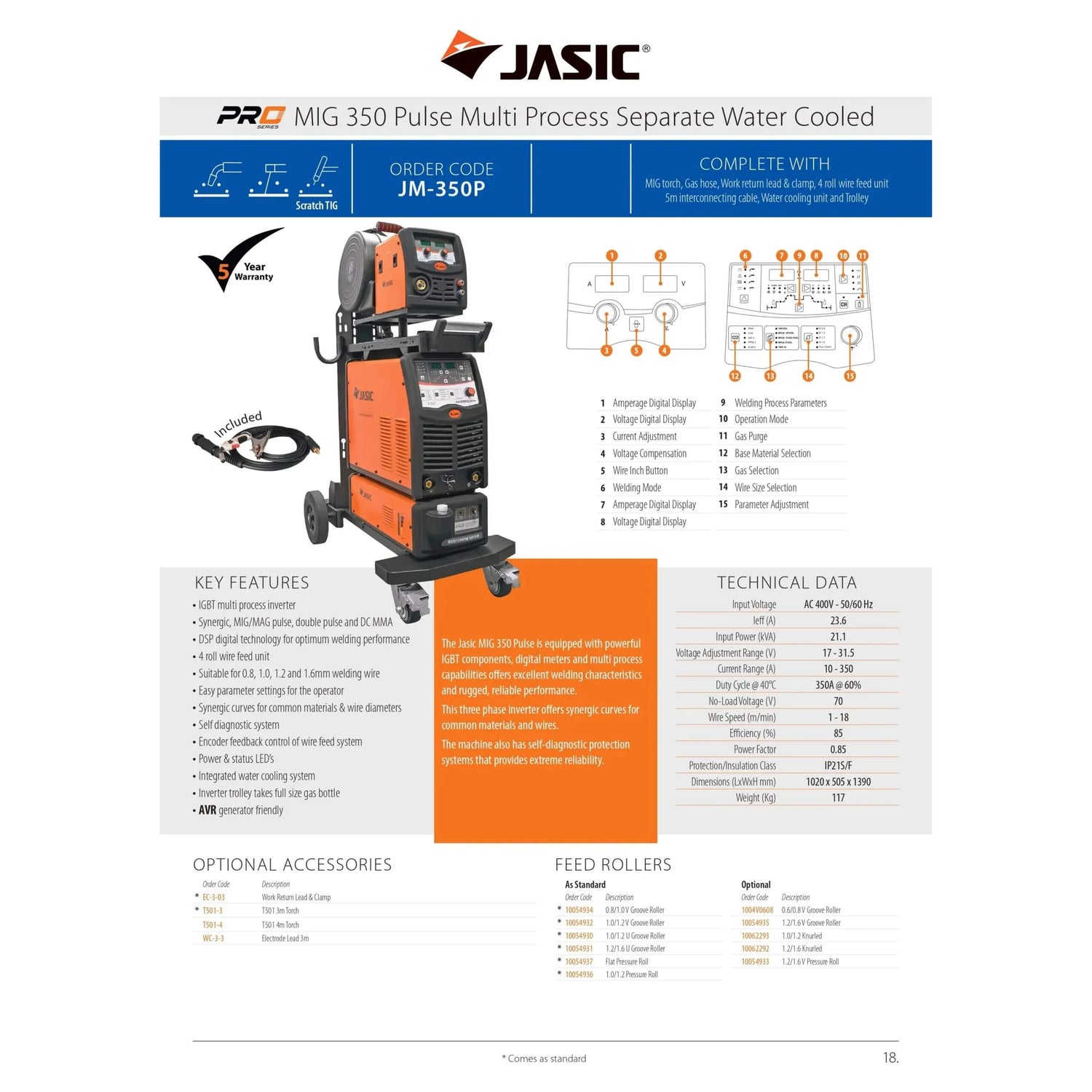 Jasic MIG350P PULSE MIG/MAG Inverter mit Wasserkühlung - Inverter Schweißgerät - JM-350P