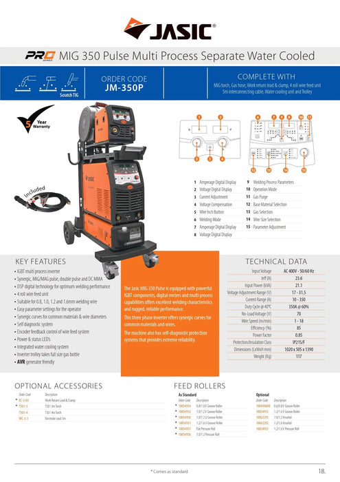 Jasic MIG350P PULSE MIG/MAG Inverter mit Wasserkühlung - Inverter Schweißgerät - JM-350P