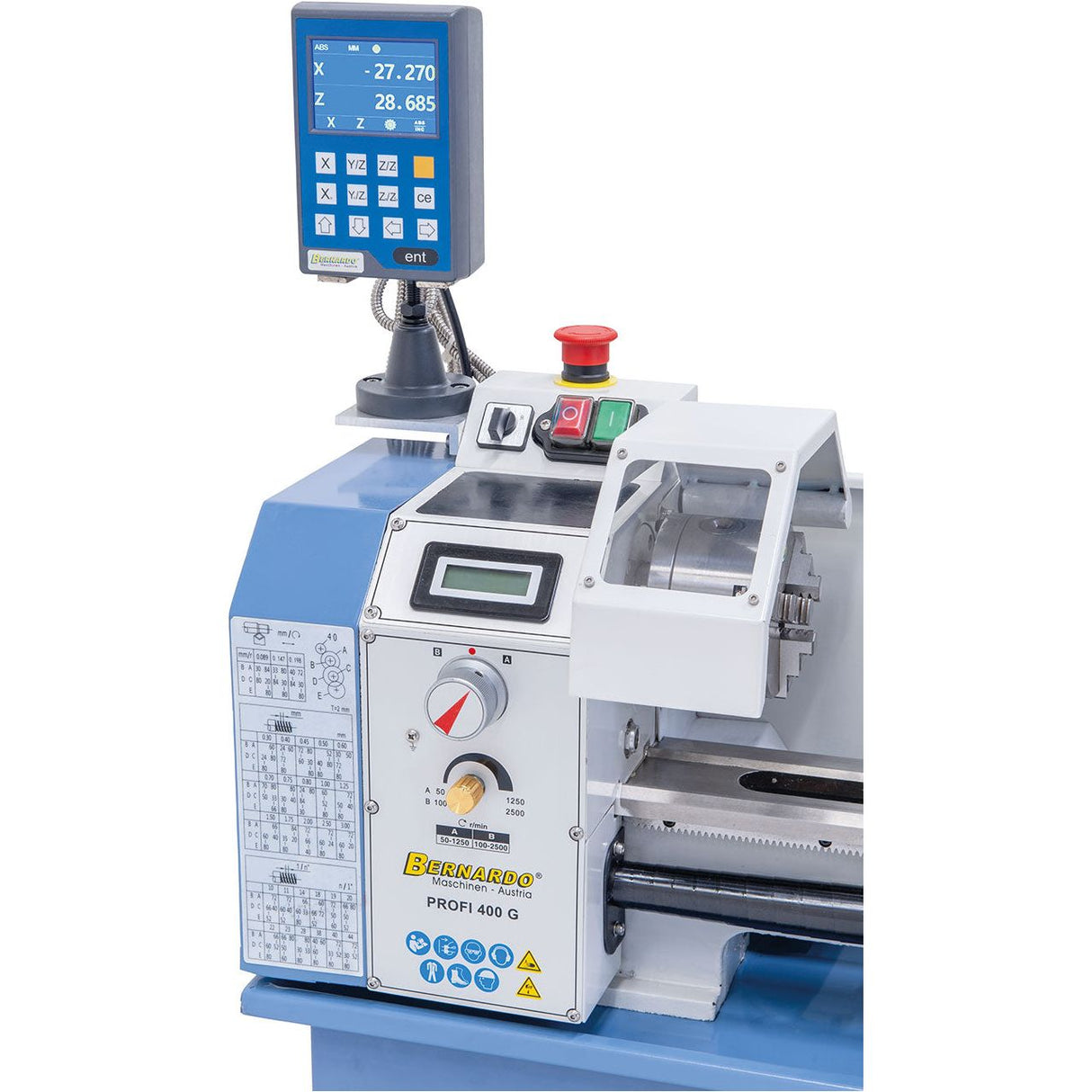 BERNARDO Leitspindeldrehmaschine – Modell Profi 400 G / 230 V inkl. 2-Achs Digitalanzeige DT 40