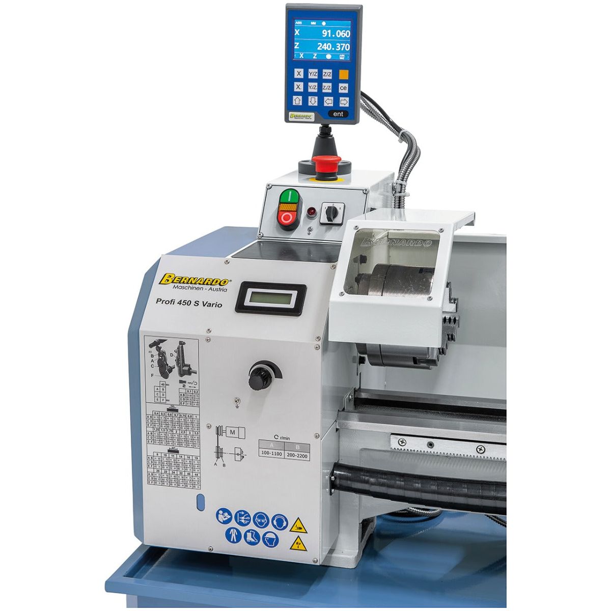 BERNARDO Leitspindeldrehmaschine – Modell Profi 450 S Vario / 230 V inkl. 2-Achs-Digitalanzeige DT 40
