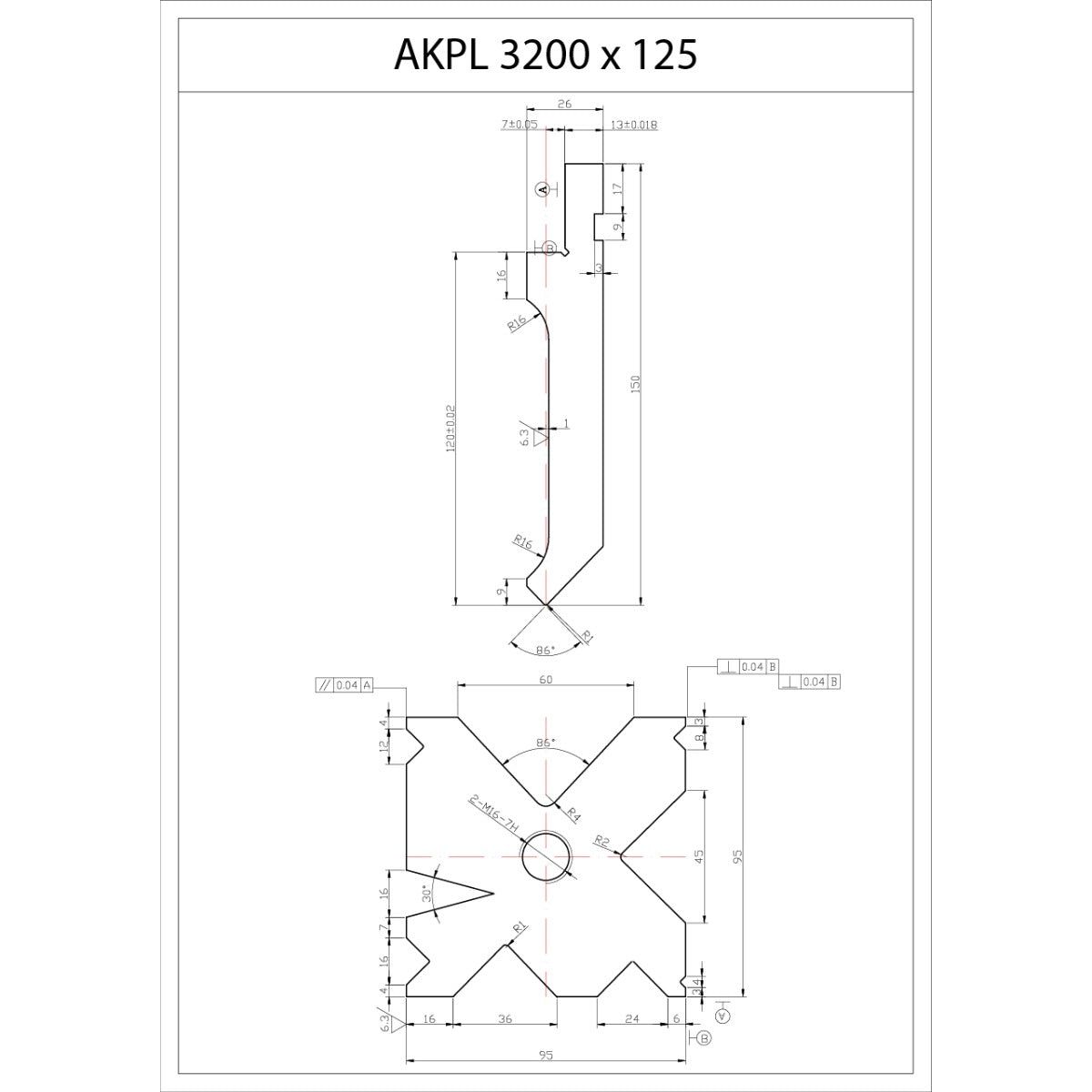 BERNARDO Hydraulische Abkantpresse – Modell AKPL 3200 x 125 mit manueller Bombiereinrichtung