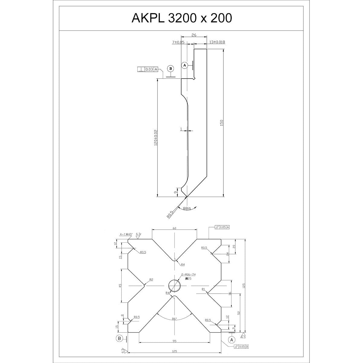 BERNARDO Hydraulische Abkantpresse – Modell AKPL 3200 x 200 mit manueller Bombiereinrichtung