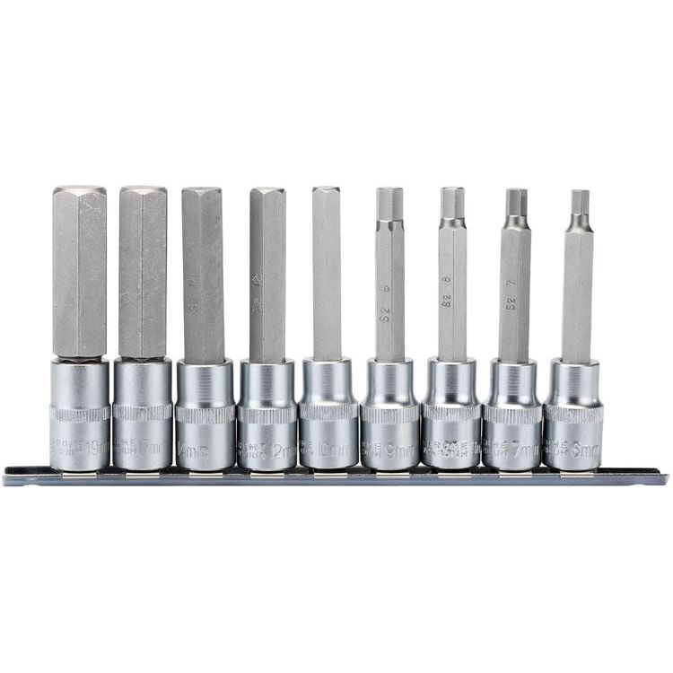 Draper Tools 1/2" Stecknuss Leiste Innensechskantschlüssel lang, 9 Stück D16308