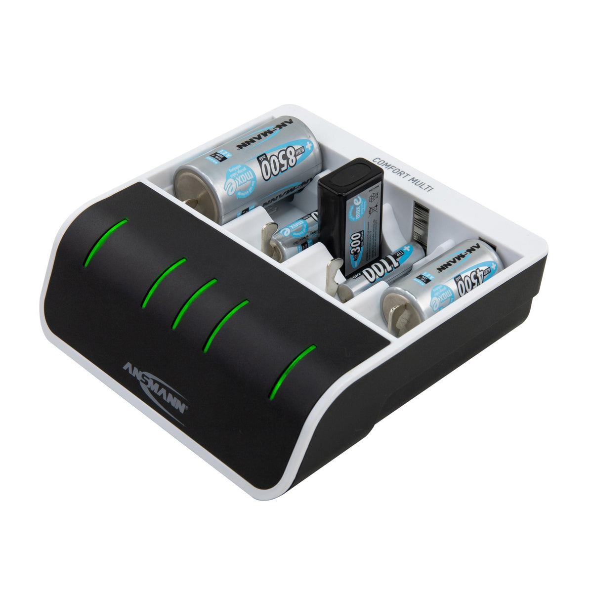 ANSMANN Akku-Ladegerät Comfort-Multi mit USB-Eingang für NiMH-Akkus AA AAA C D 9V