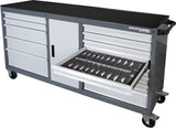 Kraftwerk Werkstattwagen mit Werkzeug bestückt „Made in Germany" Modell BASIC LINE BT1800, 13 Schubladen + 1 Schrank, 395-tlg