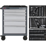 Kraftwerk Werkstattwagen mit Werkzeug bestückt „Made in Germany“ Modell BASIC LINE BT700, 5 Schubladen, 154-tlg
