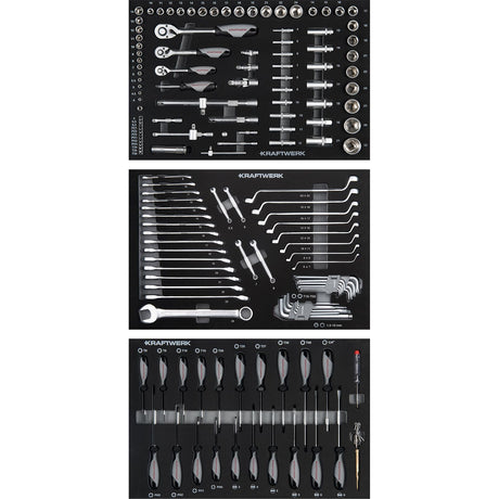 Kraftwerk Werkstattwagen mit Werkzeug bestückt „Made in Germany“ Modell BASIC LINE BT700, 5 Schubladen, 154-tlg