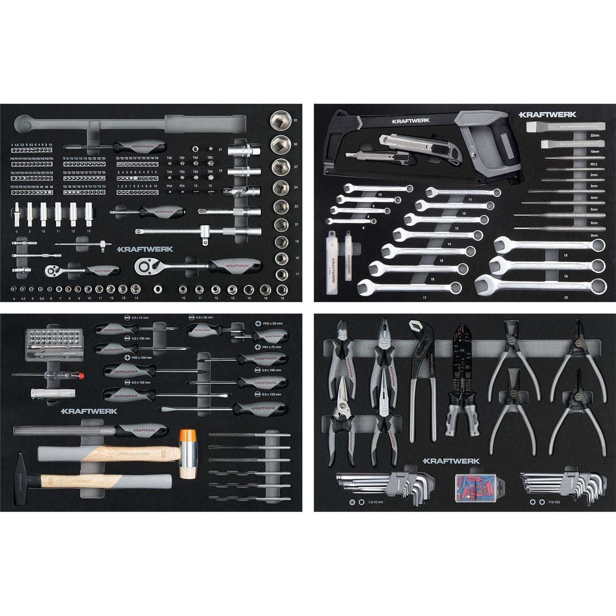 Kraftwerk Werkstattwagen mit Werkzeug bestückt „Made in Germany“ Modell BASIC LINE BT700, 7 Schubladen, 337-tlg