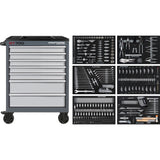 Kraftwerk Werkstattwagen mit Werkzeug bestückt „Made in Germany“ Modell BASIC LINE BT700, 7 Schubladen, 301-tlg