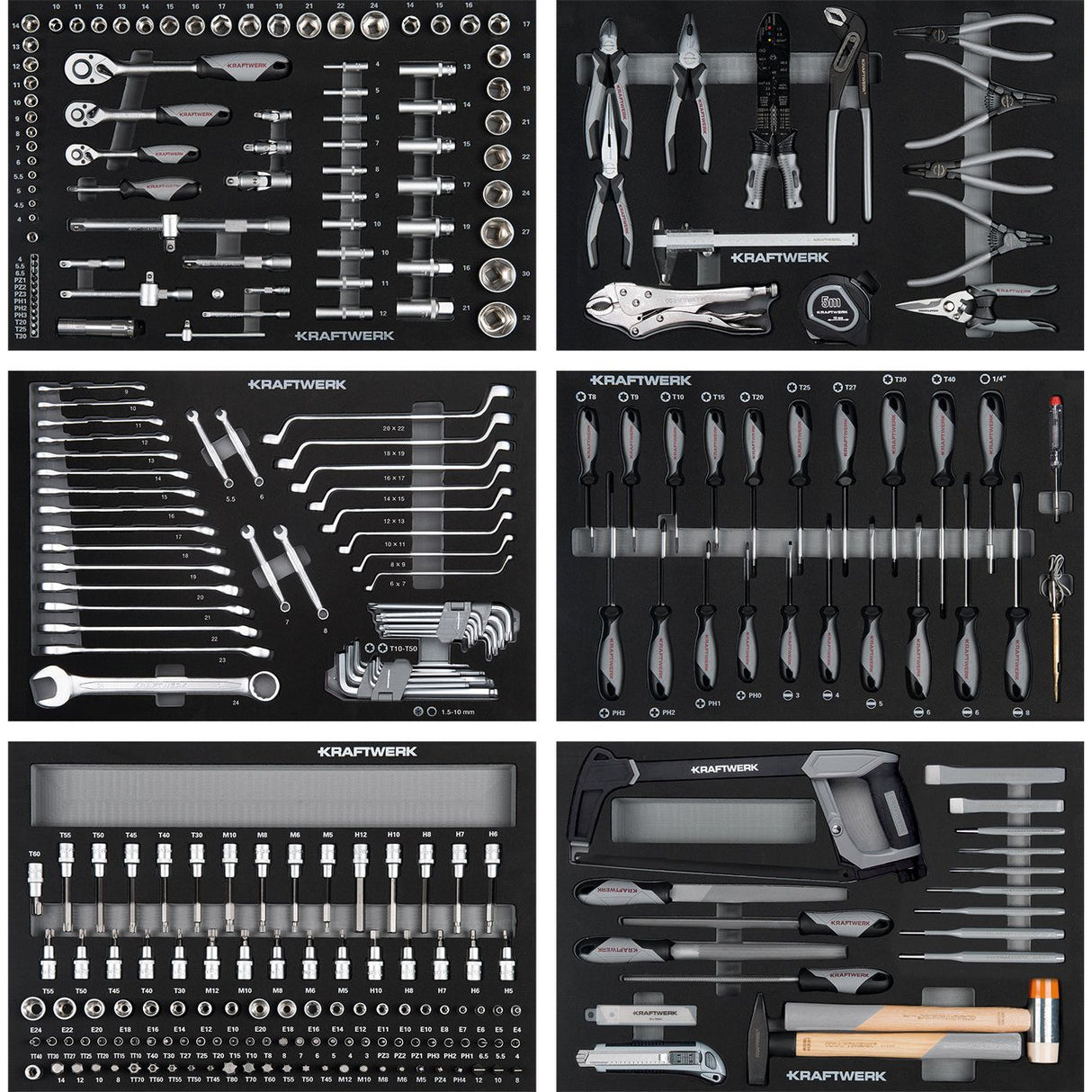 Kraftwerk Werkstattwagen mit Werkzeug bestückt „Made in Germany“ Modell BASIC LINE BT700, 7 Schubladen, 301-tlg