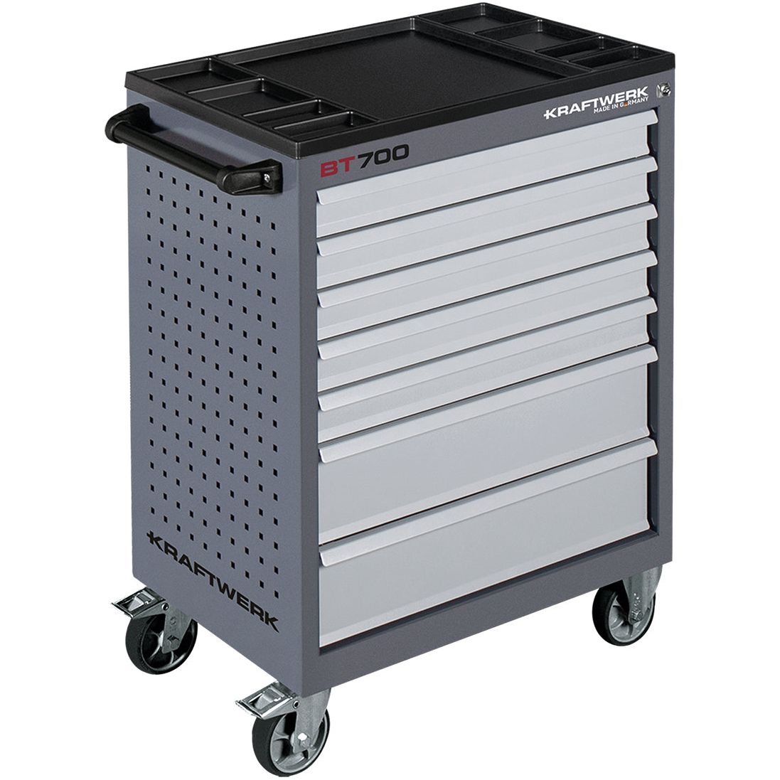 Kraftwerk Werkstattwagen mit Werkzeug bestückt „Made in Germany“ Modell BASIC LINE BT700, 7 Schubladen, 301-tlg