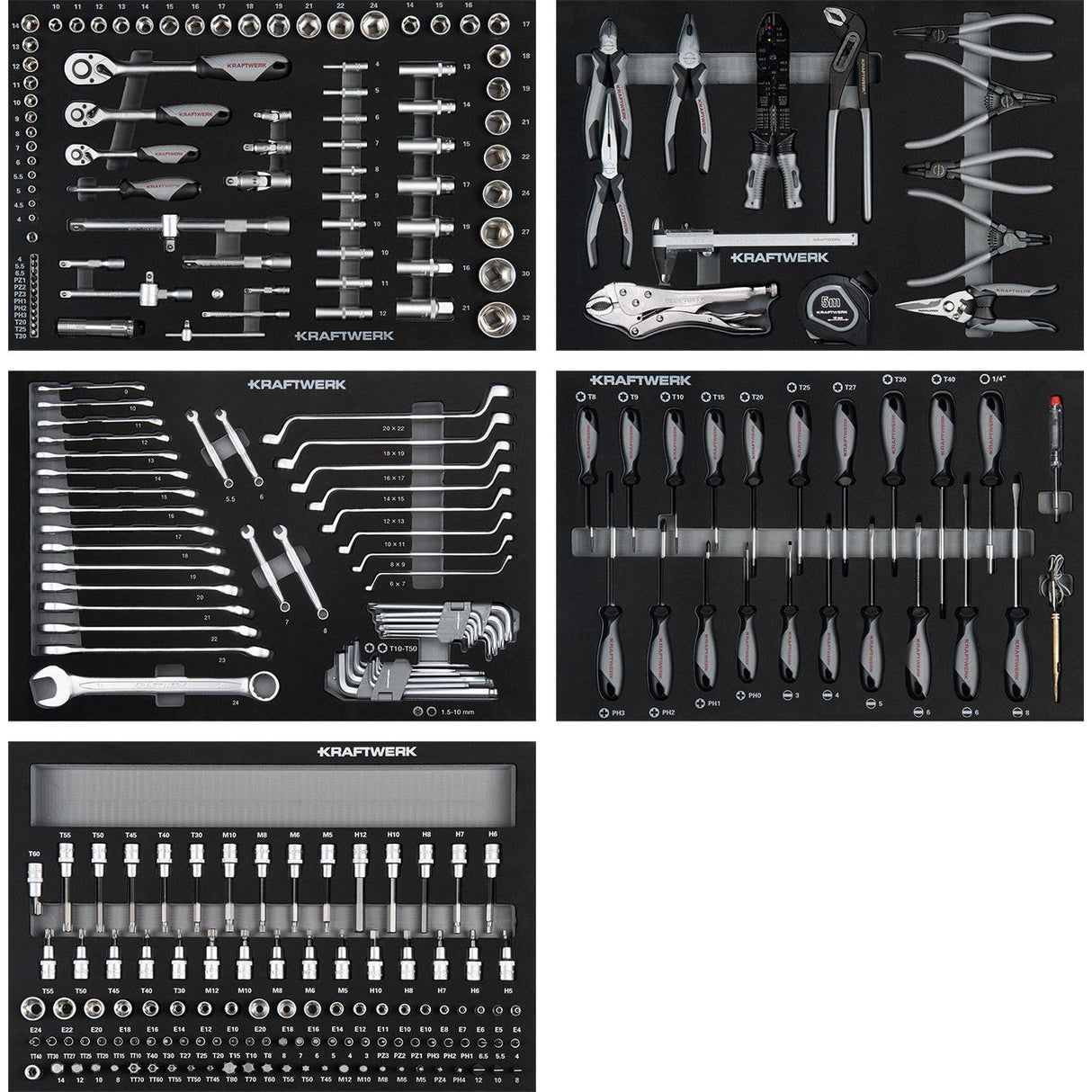 Kraftwerk Werkstattwagen mit Werkzeug bestückt „Made in Germany“ Modell BASIC LINE BT700, 7 Schubladen, 274-tlg