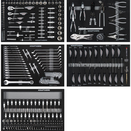 Kraftwerk Werkstattwagen mit Werkzeug bestückt „Made in Germany“ Modell BASIC LINE BT700, 7 Schubladen, 274-tlg