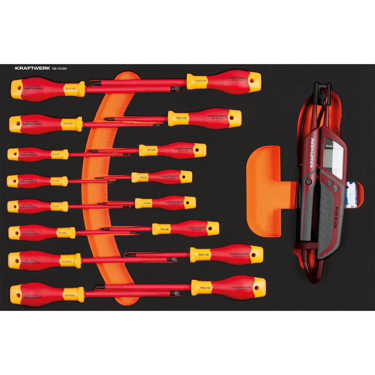 Kraftwerk Werkstattwagen mit Werkzeug bestückt „Made in Germany" Modell BASIC LINE VDE-Wagen BT700, 7 Schubladen, 116-tlg