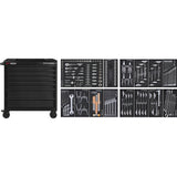 Kraftwerk Basic Line Werkstattwagen mit Werkzeug bestückt „Made in Germany“ Modell BT LINE Black Edition BT900s, 7 Schubladen, 211-tlg