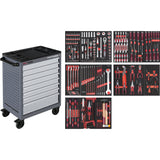Kraftwerk Werkstattwagen mit Werkzeug bestückt „Made in Germany“ Modell BASIC LINE BT700, 8 Schubladen, PRO LINE Werkzeug, 236-tlg