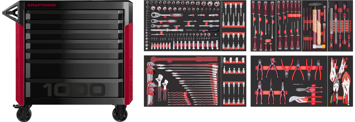 Kraftwerk Werkstattwagen „Made in Germany“ Modell PRO LINE  PT1000, 7 Schubladen, 261-tlg.
