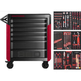 Kraftwerk Werkstattwagen mit Werkzeug bestückt „Made in Germany“ Modell PRO LINE PT800, 7 Schubladen, 143-tlg
