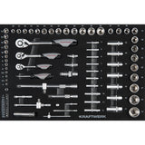 Kraftwerk BASIC LINE 1/4“ + 3/8“ + 1/2“ Steckschlüssel-Satz, EVA-Einlage, 60 x 40 cm, 86-tlg
