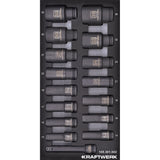 Kraftwerk BASIC LINE 1/2'' Schlag-Maschinenschrauben Steckschlüsseleinsatz, lang, EVA-Einlage, 20 x 40 cm, 16-tlg