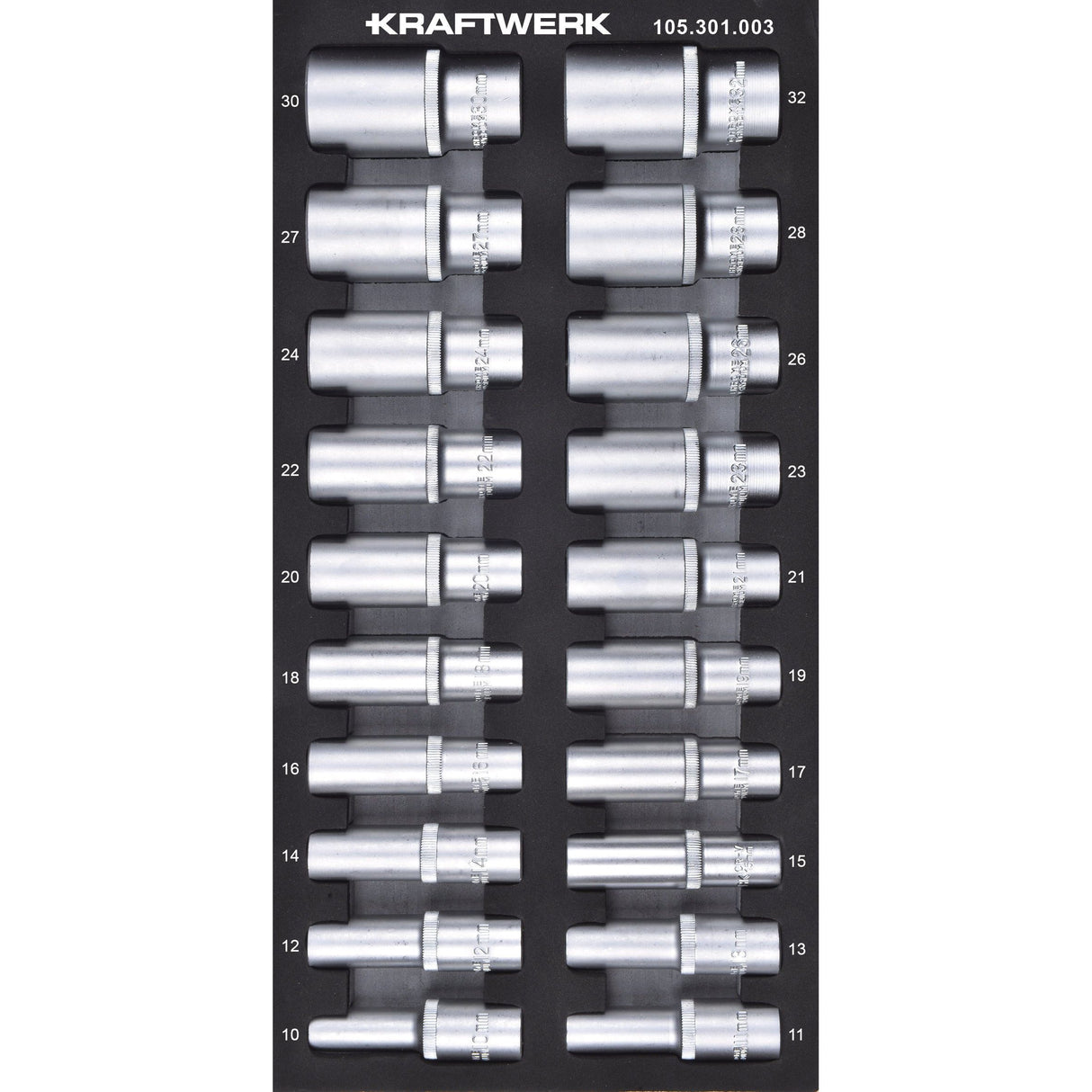 Kraftwerk BASIC LINE 1/2'' Steckschlüsseleinsatz Aussen Sechskant, lang, EVA-Einlage, 20 x 40 cm, 20-tlg