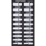Kraftwerk BASIC LINE 1/2'' Steckschlüsseleinsatz Aussen Sechskant, lang, EVA-Einlage, 20 x 40 cm, 20-tlg