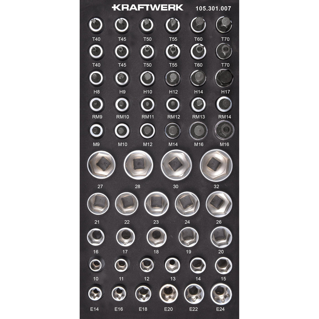 Kraftwerk BASIC LINE 1/2'' Steckschlüssel & Schraubendreher-Steckschlüssel, EVA-Einlage, 20 x 40 cm, 56-tlg