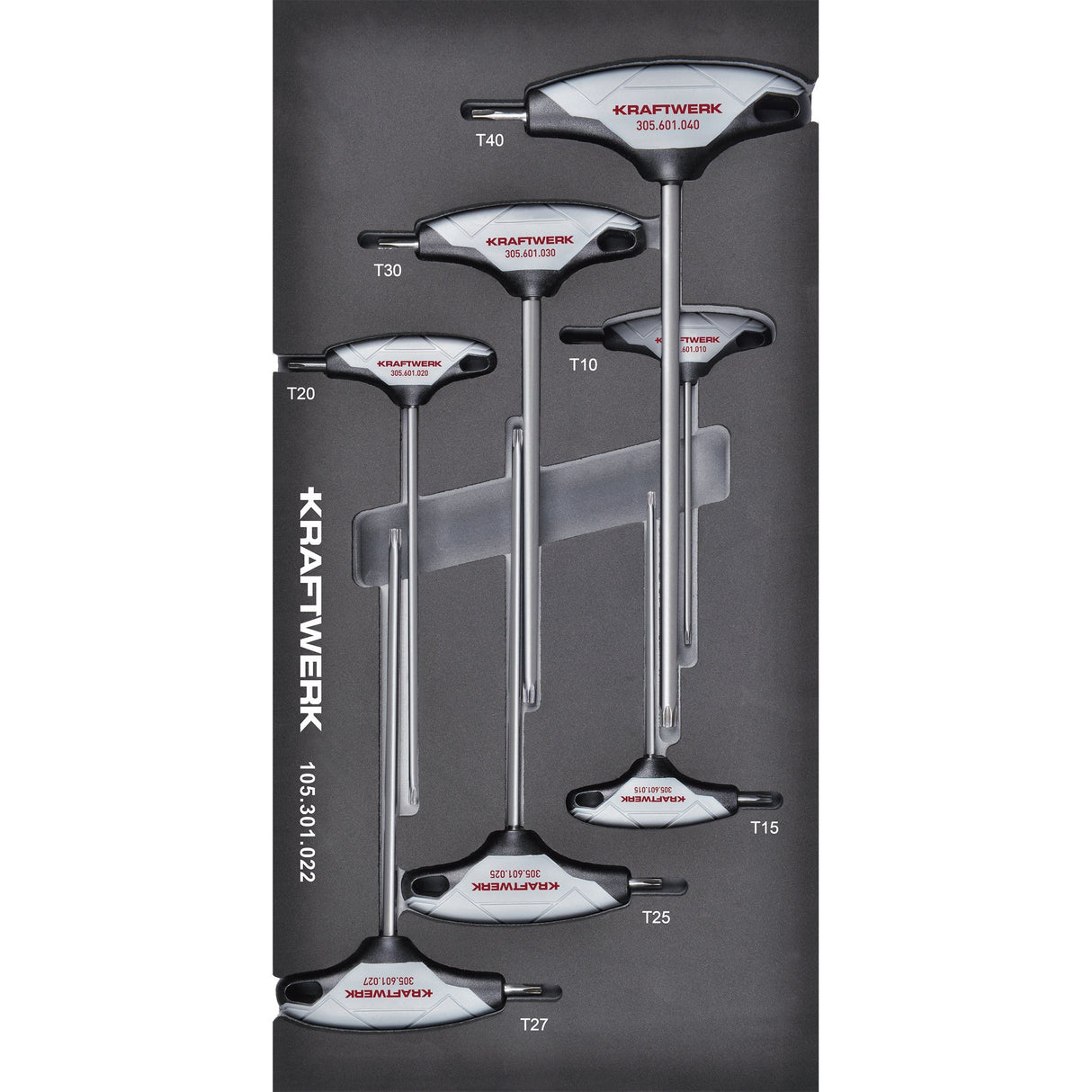 Kraftwerk BASIC LINE Winkelschraubendreher mit T-Griff, TX, TORX, EVA-Einlage, 20 x 40 cm, 7-tlg