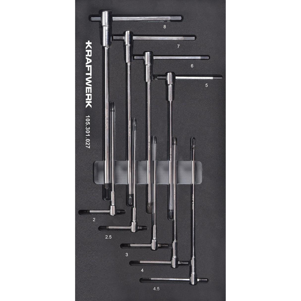 Kraftwerk BASIC LINE Schraubendreher Set Innen Sechskant mit T-Griff, extra lang, EVA-Einlage, 20 x 40 cm, 9-tlg