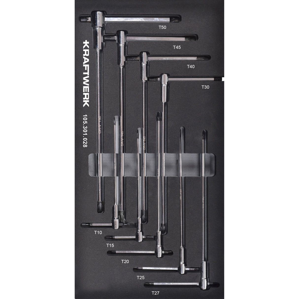 Kraftwerk BASIC LINE Schraubendreher Set TX, TORX mit T-Griff, extra lang, EVA-Einlage, 20 x 40 cm, 9-tlg