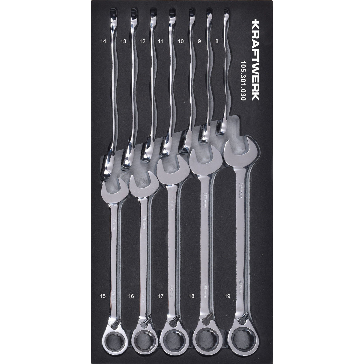 Kraftwerk BASIC LINE Maulschlüssel mit Ringratschen Set, EVA-Einlage, 20 x 40 cm, 12-tlg