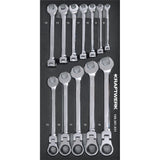 Kraftwerk BASIC LINE Gelenk-Ringratschen-Maulschlüssel Set, EVA-Einlage, 20 x 40 cm, 12-tlg