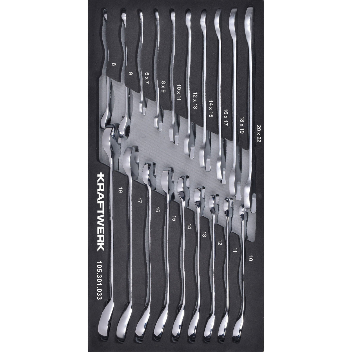 Kraftwerk BASIC LINE Maulschlüssel mit Ringratschen Set, EVA-Einlage, 20 x 40 cm, 19-tlg