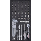 Kraftwerk BASIC LINE 1/4" Umschaltknarre mit Schraubendreher-Steckschlüsseleinsatz Set, EVA-Einlage, 20 x 40 cm, 61-tlg