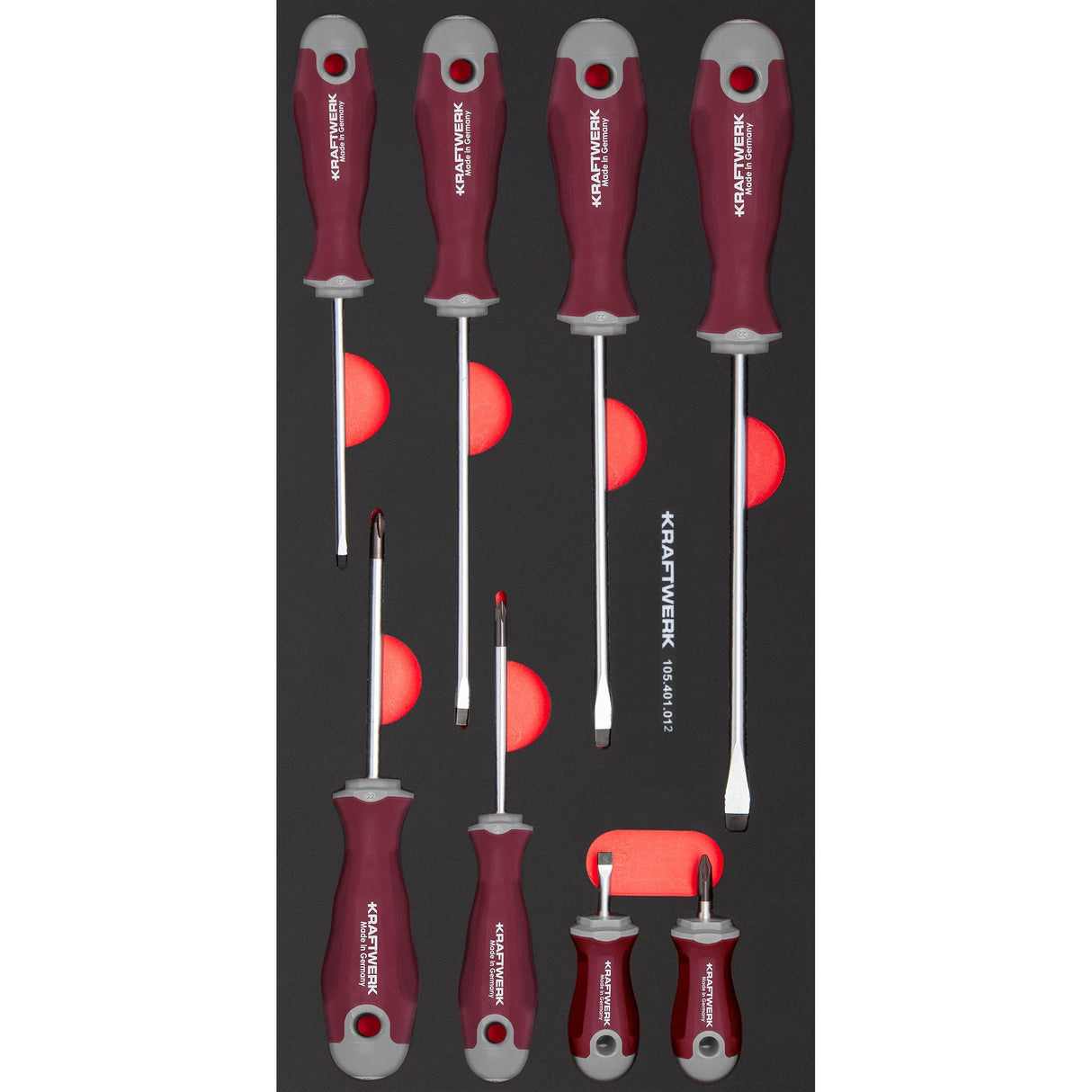 Kraftwerk PRO LINE Schraubendreher Set, Schlitz & Phillips PH, EVA-Einlage, 20 x 40 cm, 8-tlg